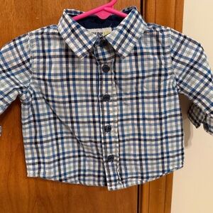 Genuine Kids from OshKosh Plaid Blue Kids Shirt 0-3